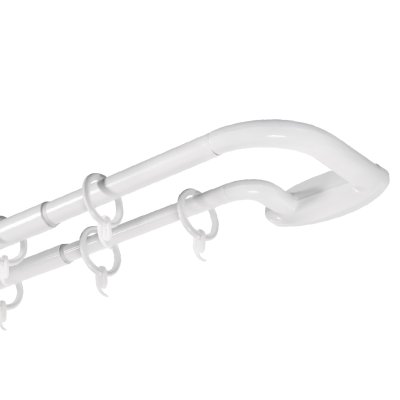 Карниз раздвижной двухрядный с закруглением 150-280см, белый