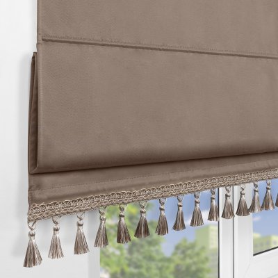 Римская штора с бахромой, Флавия Blackout на ЦМ, цвет бежевый