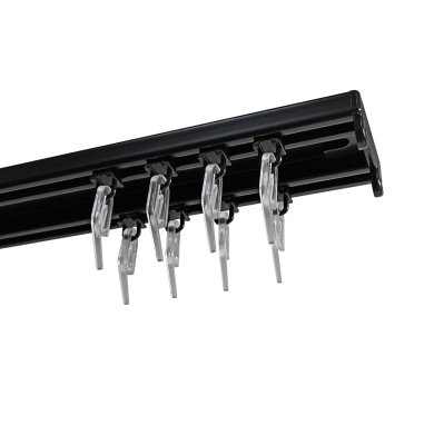 Алюминиевый двухполосный карниз Katal 7 в сборе, черный матовый