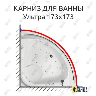 Карниз для ванны Aquatika Ультра 173х173 Усиленный 25 мм