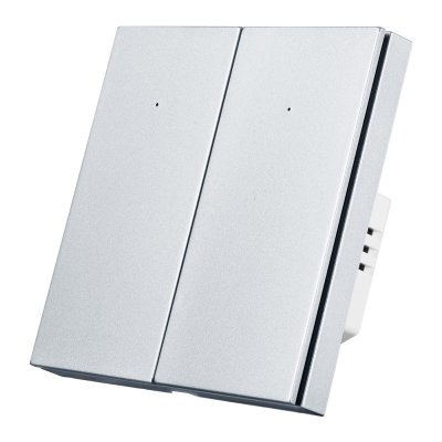 Умный Zigbee выключатель ROXIMO, двухкнопочный, платиновый, SZBTN01-2P