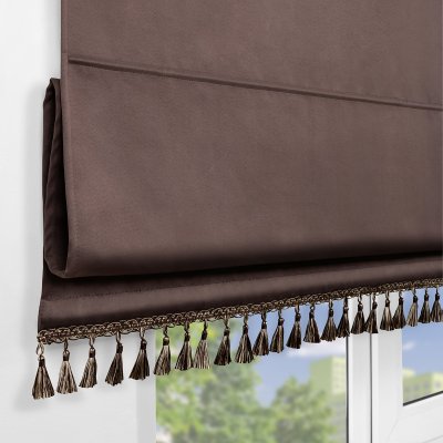 Римская штора с бахромой, Фортуна Blackout на ВМ, цвет коричневый