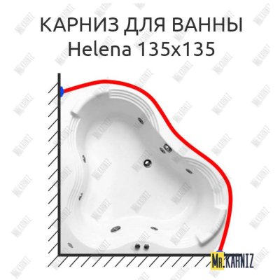 Карниз для ванны Akrilan Helena 135х135 Усиленный 25 мм