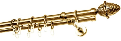 Карниз составной 2-х рядный гладкий ∅20/16мм, латунь, 280 см, Кедр