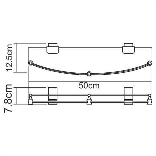 Полка стеклянная с бортиком Lopau K-6044