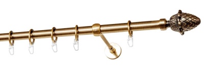 Карниз однорядный гладкий ∅20мм, латунь, 140 см, Кедр