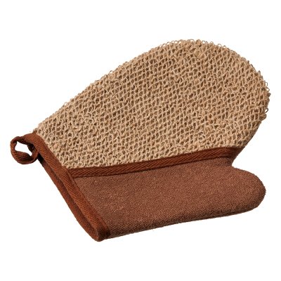 Мочалка из рами, варежка с хлопком, 18х21 см, medium, для бани и сауны "Банные штучки"