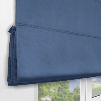 Римская штора на верёвочном механизме, Blackout, синий
