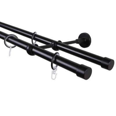 Карниз 20 мм двухрядный с наконечником ЗАГЛУШКА чёрный-мат