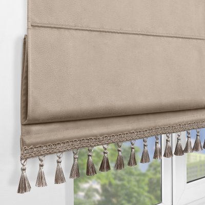Римская штора с бахромой, Флавия Blackout на ЦМ, цвет светло-бежевый