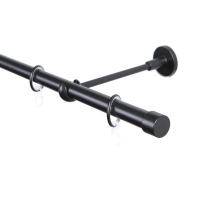 Карниз 20 мм однорядный с наконечником ЗАГЛУШКА чёрный-мат