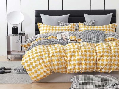 Постельное белье Евро Cleo Satin de Luxe с принтом цвет бело-желтый 230*250
