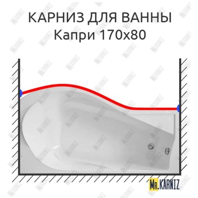 Карниз для ванны Bas Капри Передний борт 170х80 Усиленный 25 мм