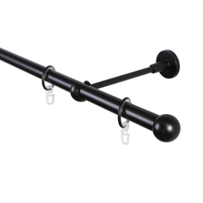 Карниз 20 мм однорядный с наконечником ШАР чёрный-мат