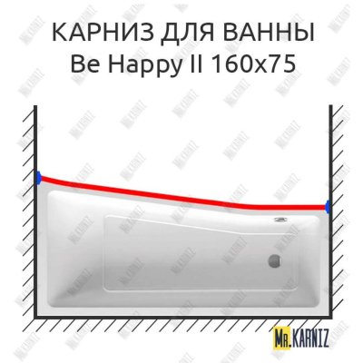 Карниз для ванны Ravak BeHappy II Передний борт 160х75 Усиленный 25 мм