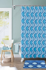 Коврик для ванной комнаты Курвед Лайнс блю Curved Lines blue