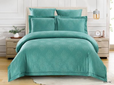 Постельное белье Двуспальное Cleo Soft Cotton цвет изумрудный