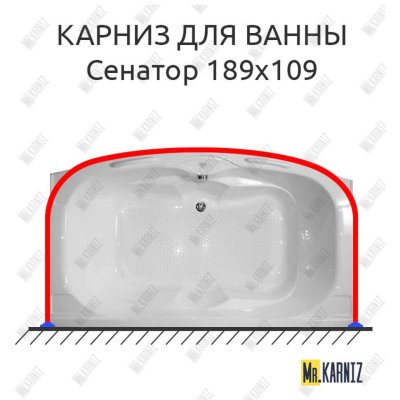Карниз для ванны Bellrado Сенатор П-образный 189х109 Усиленный 25 мм