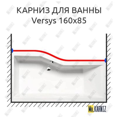 Карниз для ванны Alpen Versys Передний борт 160х85 Усиленный 25 мм