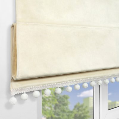 Римская штора с помпонами, Марсель цвет ванильный