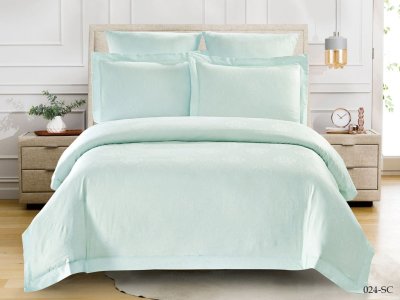 Постельное белье Двуспальное Cleo Soft Cotton цвет бледно-бирюзовый