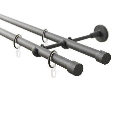 Карниз 20 мм двухрядный с наконечником ЗАГЛУШКА см чёрный-муар