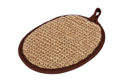 Мочалка из рами, овальная с хлопком, 11х16 см, medium, для бани и сауны, без упаковки "Банные штучки"