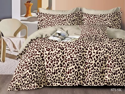 Cleo сатин набивной "Satin de Luxe" евро 200*220 леопардовый беж
