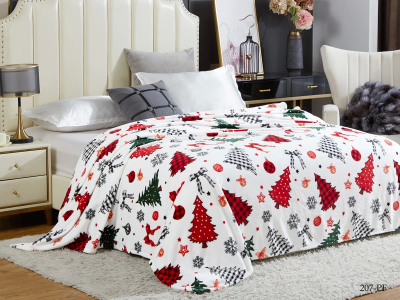 Плед Cleo "California" велсофт двуспальный 180*200 цветной ёлочки в чемодане