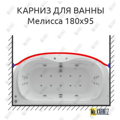 Карниз для ванны Aquatek Мелисса Передний борт 180х95 Усиленный 25 мм
