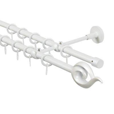 Карниз для штор двухрядный, настенный, штанги 16 мм, Пламя, жемчуг