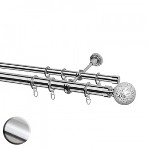 Карниз двухрядный, наконечник Шар зеркальный, Д28