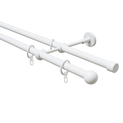 Карниз 20 мм двухрядный с наконечником ШАР белый-мат