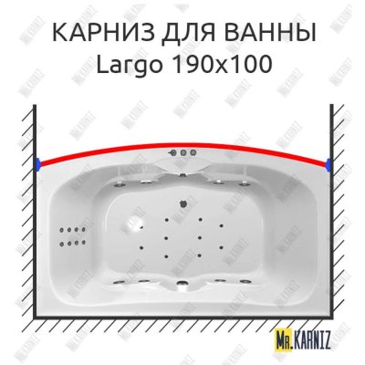Карниз для ванны Polla Largo Передний борт 190х100 Усиленный 25 мм
