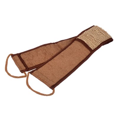 Мочалка из рами, лента с сегментами хлопка с веревочными ручками, 66х8,5 см (76х8,5 см с ручками), medium, для бани и сауны "Банные штучки"