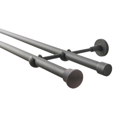 Карниз 20 мм двухрядный с наконечником КНОПКА чёрный-муар