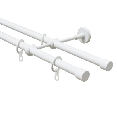 Карниз 20 мм двухрядный с наконечником ЗАГЛУШКА белый-мат