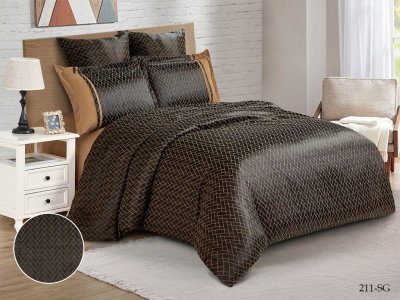 Постельное белье Евро Cleo Satin Jacquard цвет темно-коричневый