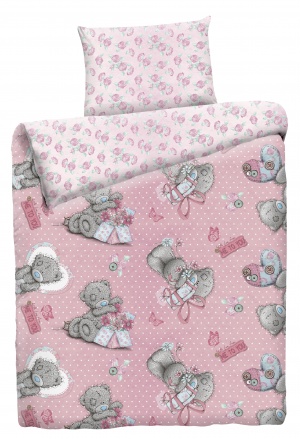 Постельное бельё полутораспальное "Мишка Тедди с подарком" розовый