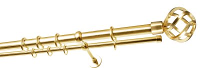 Двухрядный гладкий карниз Глобо ∅20/16мм Латунь