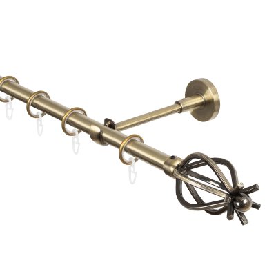 Карниз для штор, настенный, штанга 16 мм, Бутон, золото антик