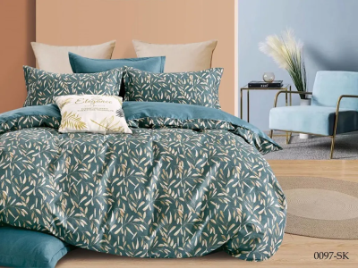 Постельное белье Евро Cleo Satin de Luxe с принтом цвет зеленый 230*250
