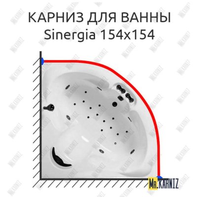 Карниз для ванны Doctor Jet Sinergia 154х154 Усиленный 25 мм
