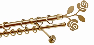 Карниз 2-х рядный гладкий ∅20/16мм, латунь, 140 см, Роза