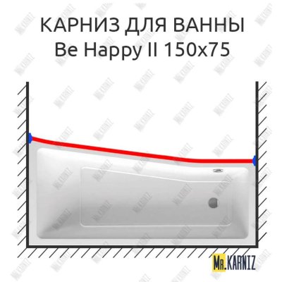 Карниз для ванны Ravak BeHappy II Угловой 150х75 Усиленный 25 мм