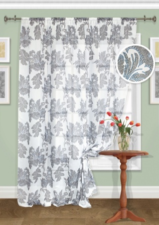 Тюль на тесьме 600х275 см Plumage - XL цвет серый