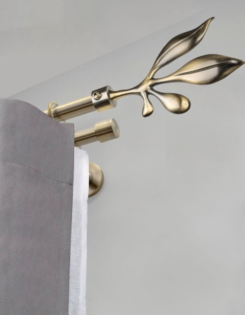 Карниз комплектный 2-рядный, металл, 16/16мм, латунь, Лист, 350см