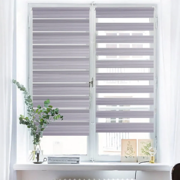 Рулонные шторы день ночь цвет серый меланж