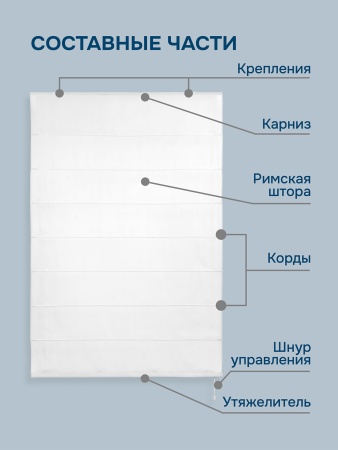 Римские шторы Solito на веревочном механизме цвет белый