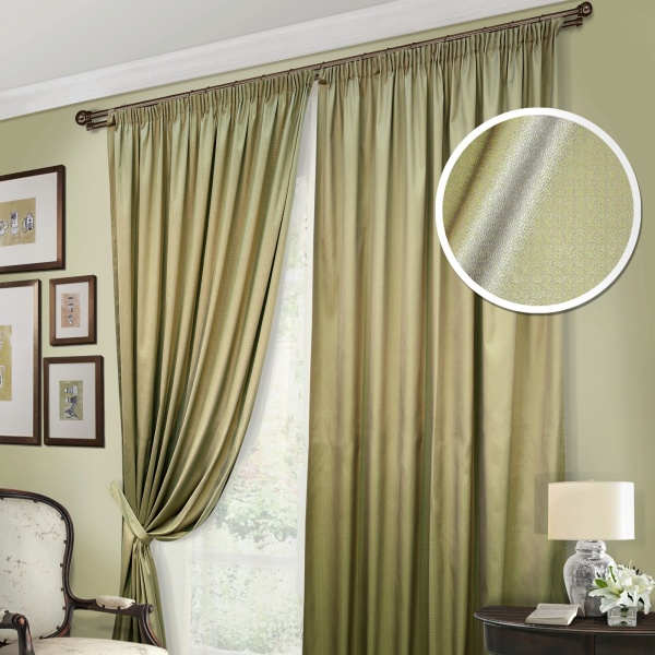 Комплект штор "Симона Simona-S" 2 шторы 220х270, тюль 450х270 зеленый